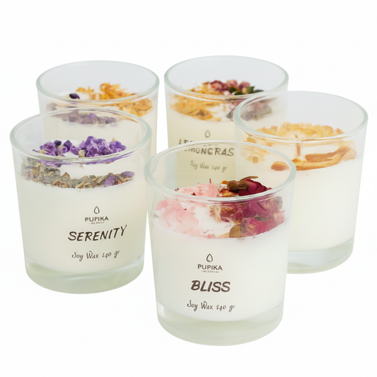 ✨Velas de soja con sentido 140 gr (Con piedras y hierbas)